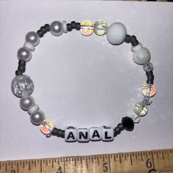 Multicolor “A*al” Bracelet Adult Humor Beaded Handmade Naughty Accessories - Picture 3 of 4